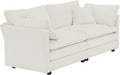 White Chenille Two Seater Upholstered Cozy Loveseat