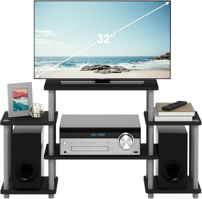 Turn-N-Tube No Tools Entertainment TV Stands, Black/Grey