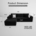 108 Inches LeftFacing HighEnd Sectional Sofa Black