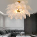 Luxury LED Ostrich Bird Feather Chandelier Lamp White Living Room Ceiling Light Home Decoration Hanging Lighting Fixture