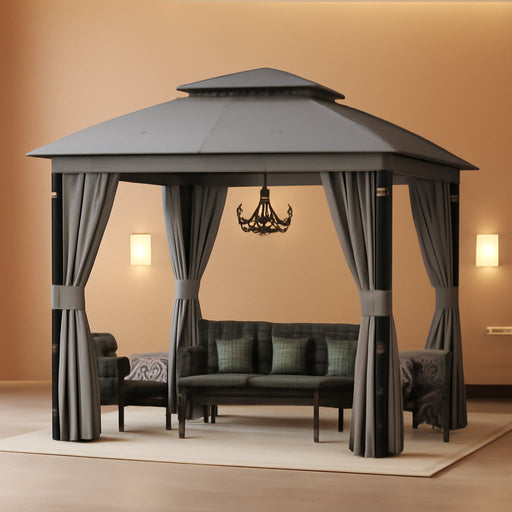 Patio Gazebo 10x10 BluetoothSpeakerLEDLightingAllWeather