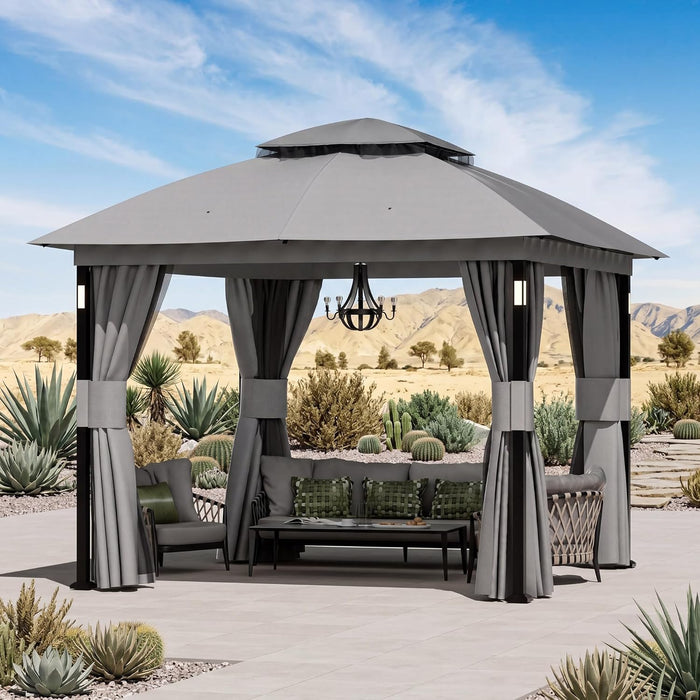 Patio Gazebo 10x10 BluetoothSpeakerLEDLightingAllWeather