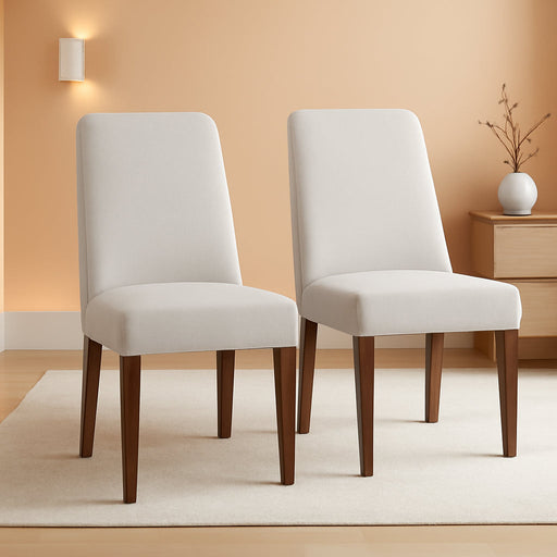 Lyncott Contemporary Dining Room Upholstered Side Chair with Foam Cushion, Set of 2, Cream & Brown