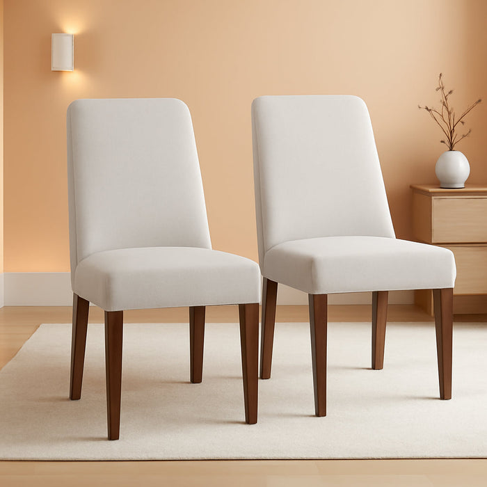 Lyncott Contemporary Dining Room Upholstered Side Chair with Foam Cushion, Set of 2, Cream & Brown