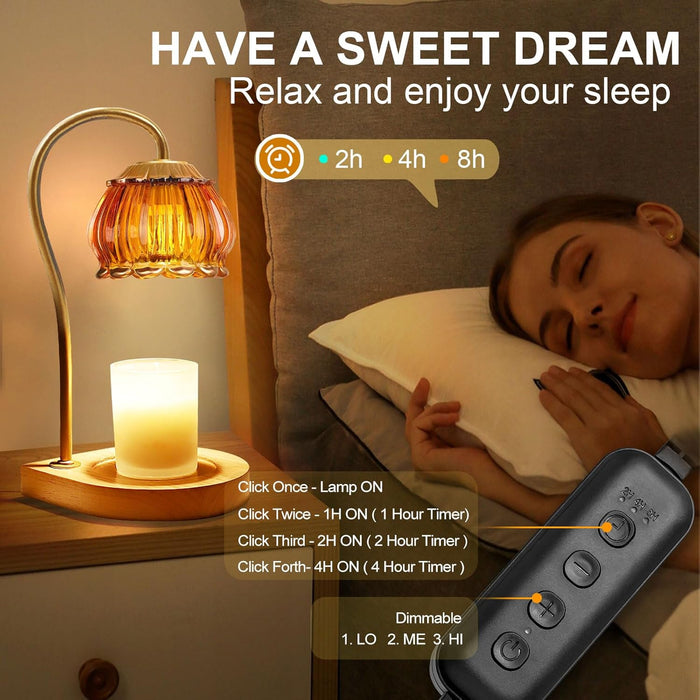 Candle Warmer Lamp with Timer, Dimmable Electric Candle Warmer Melter, Fragrance Candle Holders for Home Decoration Gift for Women, Dark-Orange