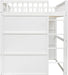 Full Size Wood House Loft Bed with Ladder, Kids Playhouse Bed with Window for Girls Boys, White+Gray