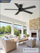 48 Inch Flush Mount Ceiling Fan No Light, Black Ceiling Fan with Remote, 6-Speeds, Quiet Reversible DC Motor, Indoor/Outdoor Ceiling Fans without Lights for Patio, Living Room, Bedroom
