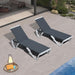 Lounge Chair Outdoor Set of 2 Chaise Lounge W/Wheel, Dary Gray