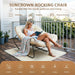 Oversized Wicker Rocking Chair Indoor Outdoor, 450 LBS Heavy Duty Patio Papasan Egg Chair with Cushion, E-Coated Frame Lounge Rocker for Balcony Porch Garden Living Room, Beige
