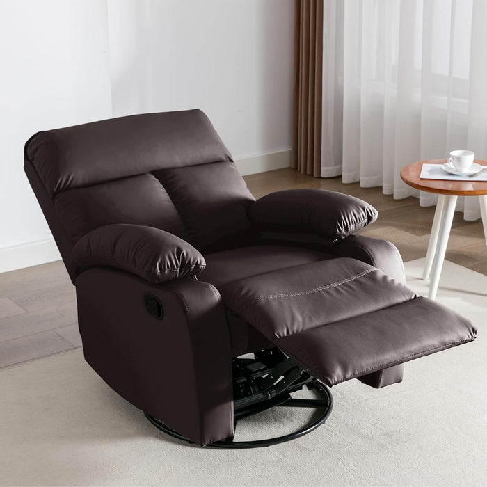 Swivel Rocker Recliner, Small Rocking Recliners Chair for Small Spaces, Small Rocker Recliner Chair for Living Room, RV, Bedroom, Nursery, Brown