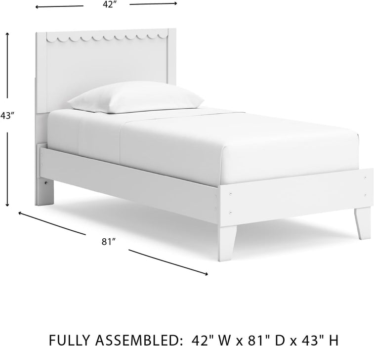 Signature Design by Ashley Hallityn Casual Twin Panel Platform Bed, Foundation or Box Spring Not Needed, White