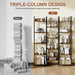 Triple Column 5 Tier Bookshelf, Industrial Large Bookcase Display Shelves, Large Etagere Bookshelf,Wide Book Shelf Book Case for Home & Office, Rustic Brown