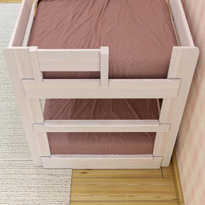 Twin Over Twin LowProfile SolidWood BunkBed Whitewash