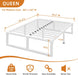14 Inch Metal Queen Bed Frame with Steel Support, Noise-Free