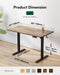 48 X 24 Large One-Piece Standing Desk, Adjustable Height Electric Computer Home Office Sit Stand up Workstation, with 4 Memory Presets, Headphone Hook, Rustic Brown