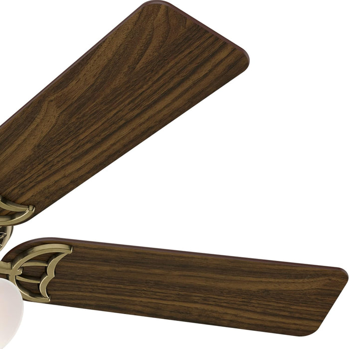 Fan Company, 53063, Studio Series 52 Inch Ceiling Fan with Lights, 4 Covered Energy Efficient LED Lights, Pull Chain, Antique Brass