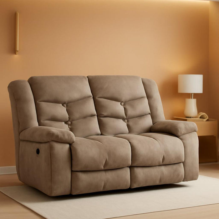 Manual Loveseat Recliner, 2 Seat Recliner Sofa Chair with Armrest and Overstuffed Backrest, Couch Set for Living Room, Bedroom, Office, Light Brown