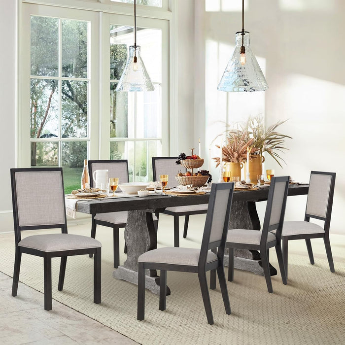 Upholstered Wood Dining Chairs Set of 4, Kitchen Dining Chairs with Back, 19 Inch Fabric Farmhouse Dining Room Side Chairs with Wooden Legs for Kitchen Dining Living Room Courtyard, Brown