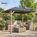 10' X 12' Hardtop Gazebo with Galvanized Steel Roof, Wood Permanent Pavilion Canopy Shelter with Clear Roof Top, UPF50+ Protection, Ceiling Hooks for Lawn, Backyard, Deck, Light Walnut