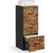 Brown Filing Cabinet with Lock & Printer Stand