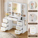 White Makeup Vanity Desk With LED IlluminationPlus