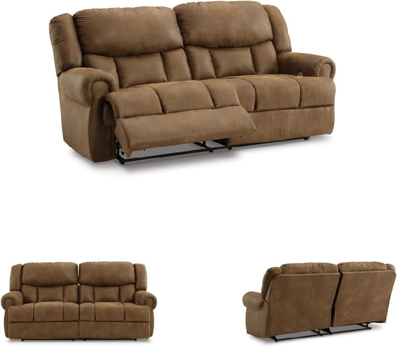 Boothbay Classic Faux Leather 2 Seat Power Reclining Sofa with USB Ports, Dark Brown