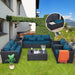 Patio Furniture Set 5 Pieces Outdoor Furniture Sets Patio Couch Outdoor Chairs Coffee Table Peacock Blue Anti-Slip Cushions and Waterproof Covers