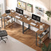 47 Inches L Shaped Desk, Computer Desk with Reversible Storage Shelves, Gaming Desk, Corner Desk Home Office Desks, Writing Desk Study Desk with Metal Frame, Rustic Brown