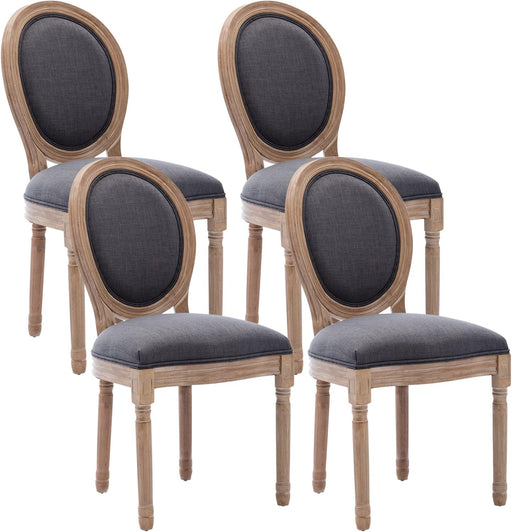 French Vintage Chairs Set of 4, Farmhouse Dining Chairs with Solid Wood Frame and Tufted Fabric,Rubber Wood French Decor for Dining Room,Living Room, Kitchen,Restaurant