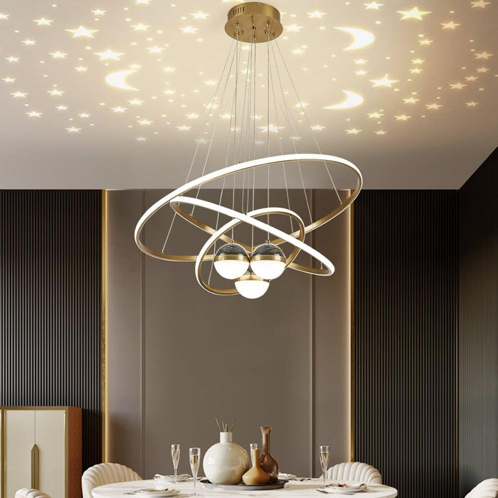Gold Triple Light LED Ceiling Chandeliers Dimmable