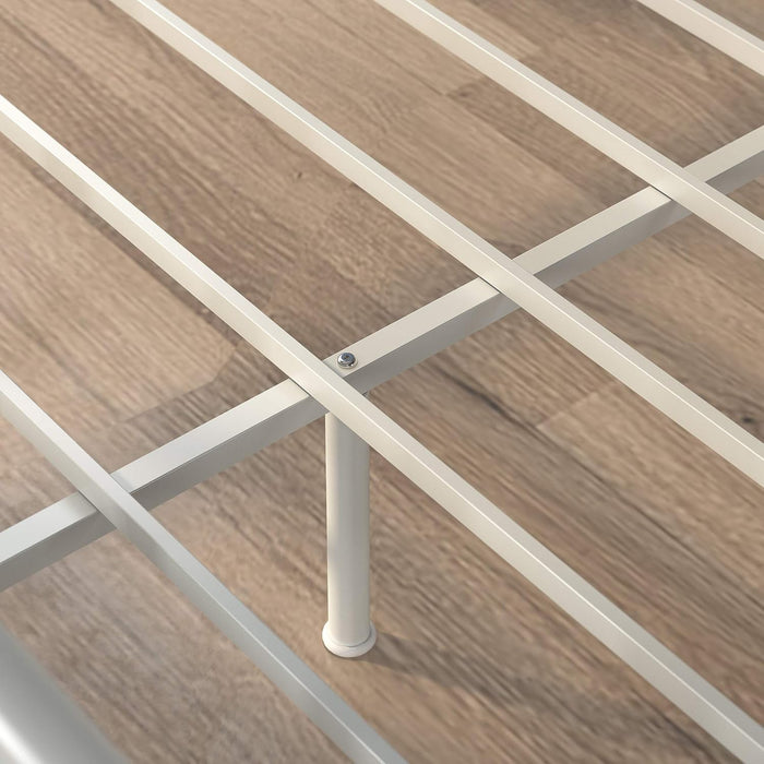 Florence Full Panel Metal Platform Bed Frame, Mattress Foundation, No Box Spring Needed, Easy Assembly, White, Full