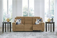 Kanlow Contemporary Manual Reclining Sofa with 2 Accent Pillows, Light Brown