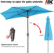 Patio Umbrella 9FT Outdoor Half Umbrella(Turquoise) | Fade & UV Resistant Fabric, 5 Fiberglass Ribs, Waterproof, Air Vent, Crank Operated, Great for Patio, Backyard, Garden, Deck
