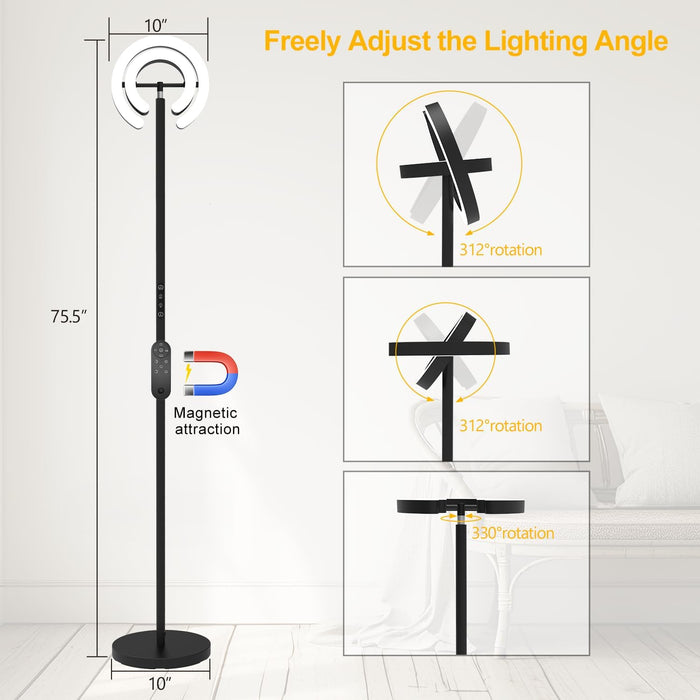 Floor Lamp 75InchTall With Rotatable Ring Illumination