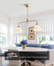 Linear Chandelier, Modern Chandelier for Dining Room Light Fixture, Dining Light Fixtures with Milk Glass Shade Pendant Lights Kitchen Island for Restaurant, Living Room (Gold, 2-Lights)
