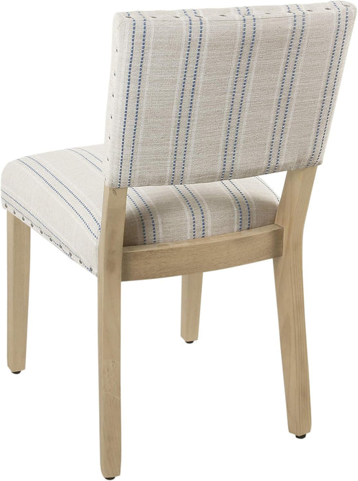 Home Decor | Upholstered Dining Chairs | Dining Chairs Set of 2 with Nailhead Trim | Decorative Home Furniture, Blue and White Stripes