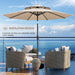 9Ft Patio Umbrella - 2 Tiers Outdoor Umbrella with Push Button Tilt and Crank for UV Protection, Table Market Umbrella for Garden, Deck, Backyard, Pool and Beach(Beige)