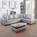 L-Shaped 3-Piece Semi PU Synthetic Leather Sofa with Storage Ottoman Set, Sectional Couch Sofa Set for Living Room, Office, Small Space, Silver White