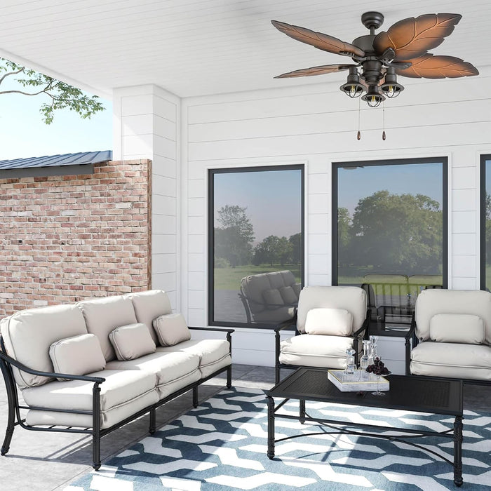 Tropical Bronze 52 Inch Ceiling Fan With Remote