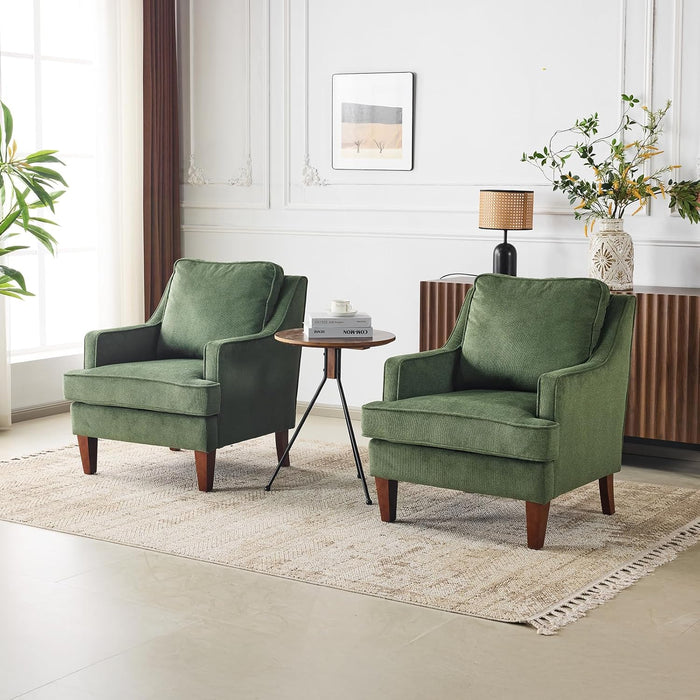 Green Upholstered High Back Midcentury Accent Chairs