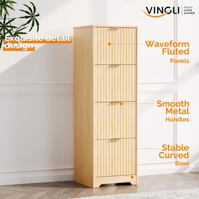 Contemporary Oak Filing Cabinet Featuring Four Drawers