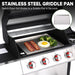 Gas and Charcoal Grill Combo with Side Burner, 4-Burner Propane Grill and Griddle Combo with Porcelain-Enameled Cast Iron Grates & Double-Wall Insulated Lid, 49,000 BTU Outdoor BBQ Grill