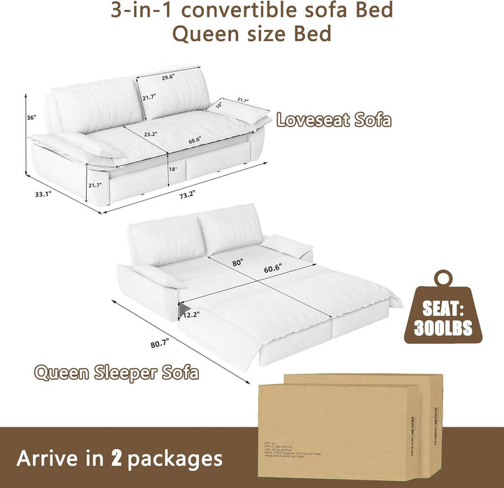 Queen Size Premium Convertible Sofabed Camel Corduroy