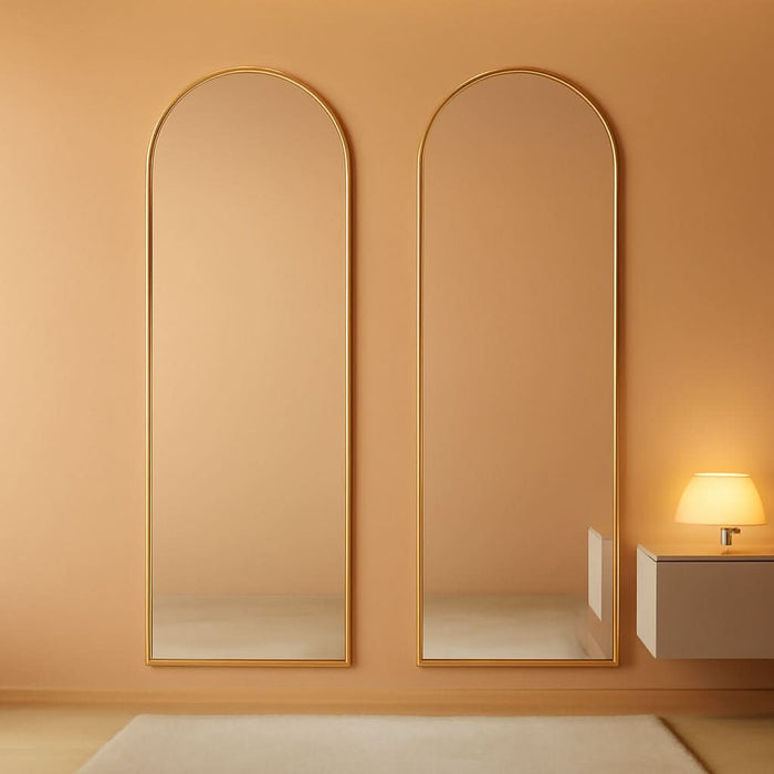 Door Mirror, Arched Full Length Mirrors over the Door, 14"X 48" Hanging or Wall Mirror, Full Body Mirrors, Gold
