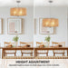 Rattan Chandelier Brushed Nickel Five Light Pendant