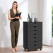 7-Drawer Chest, Office File Cabinet with Wheels, Black