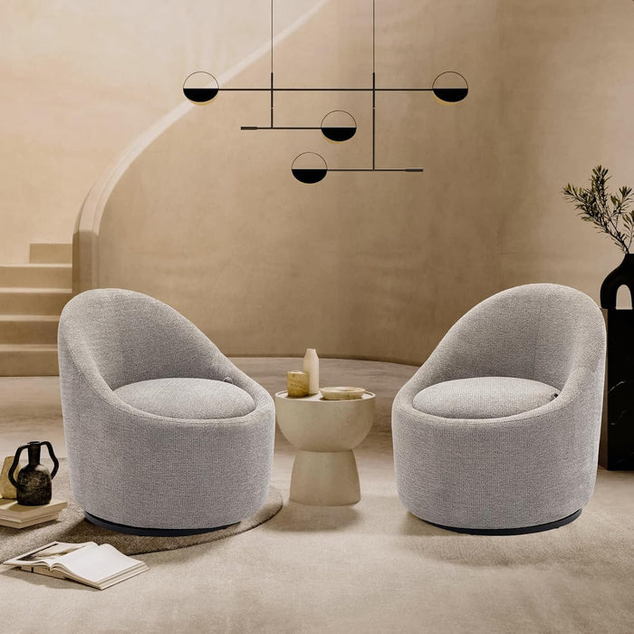Light Grey ThreeSixty Swivel Armchair Hidden Storage