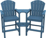 Tall Adirondack Chairs Set of 2 with Double Layer Connecting Tray, HDPE Bar Height Outdoor Chairs, Wood-Like Adirondack Bar Stools for Patio, Balcony, Porch, Blue