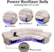 Power Reclining Sectional Sofa with LED, Sectional Couch Recliner Sofa Set, Living Room Furniture Set with USB Charging for Living Room with 2 Recliner Seats(Living Room Set, Beige Grey)