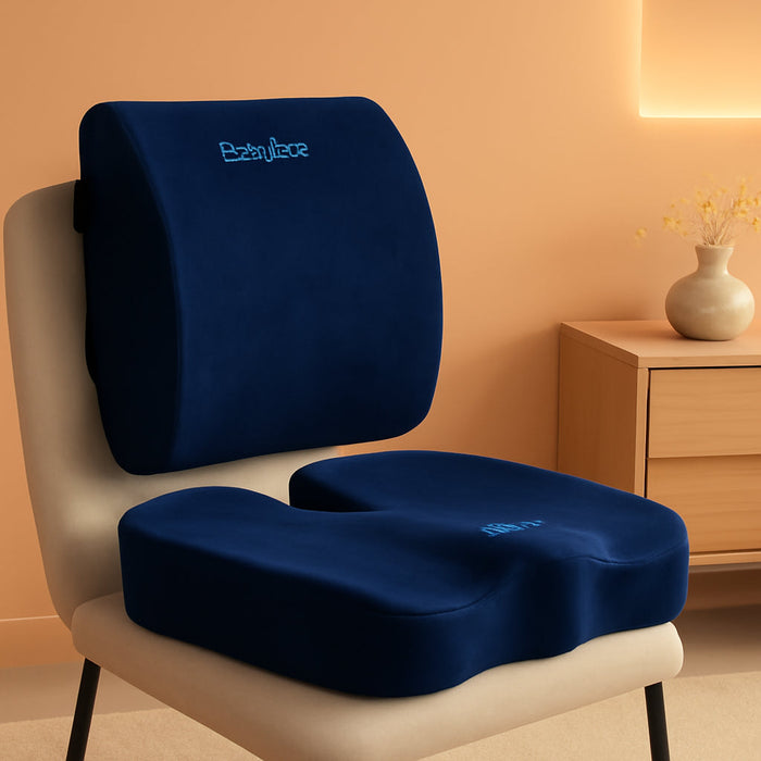 Seat Cushion,Office Chair Cushion,Car Seat Cushion,Lumbar Support Pillow for Office Chair,Back Support Memory Foam Pillow Coccyx Cushion for Tailbone Pain,Sciatica & Back Pain Relief -Blue